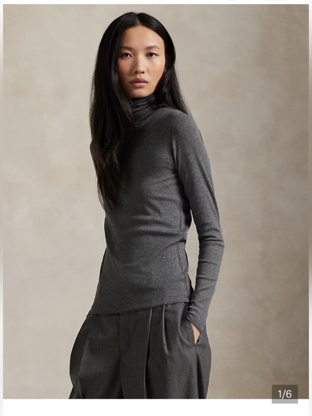 Ralph Lauren Charcoal Stretch-Blend Turtleneck